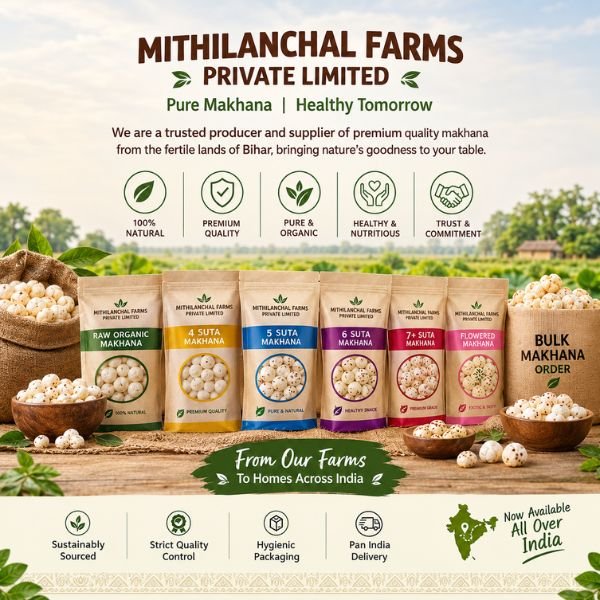 Organic makhana quality assurance at Mithilanchal Farms